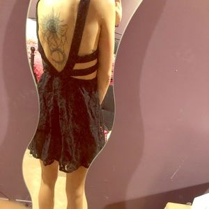 Free people lace black cutout dress